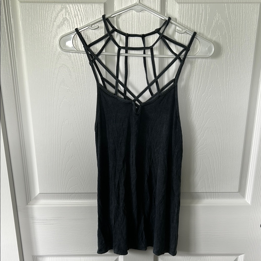 American Eagle Outfitters Dark Gray Strappy Tank Top